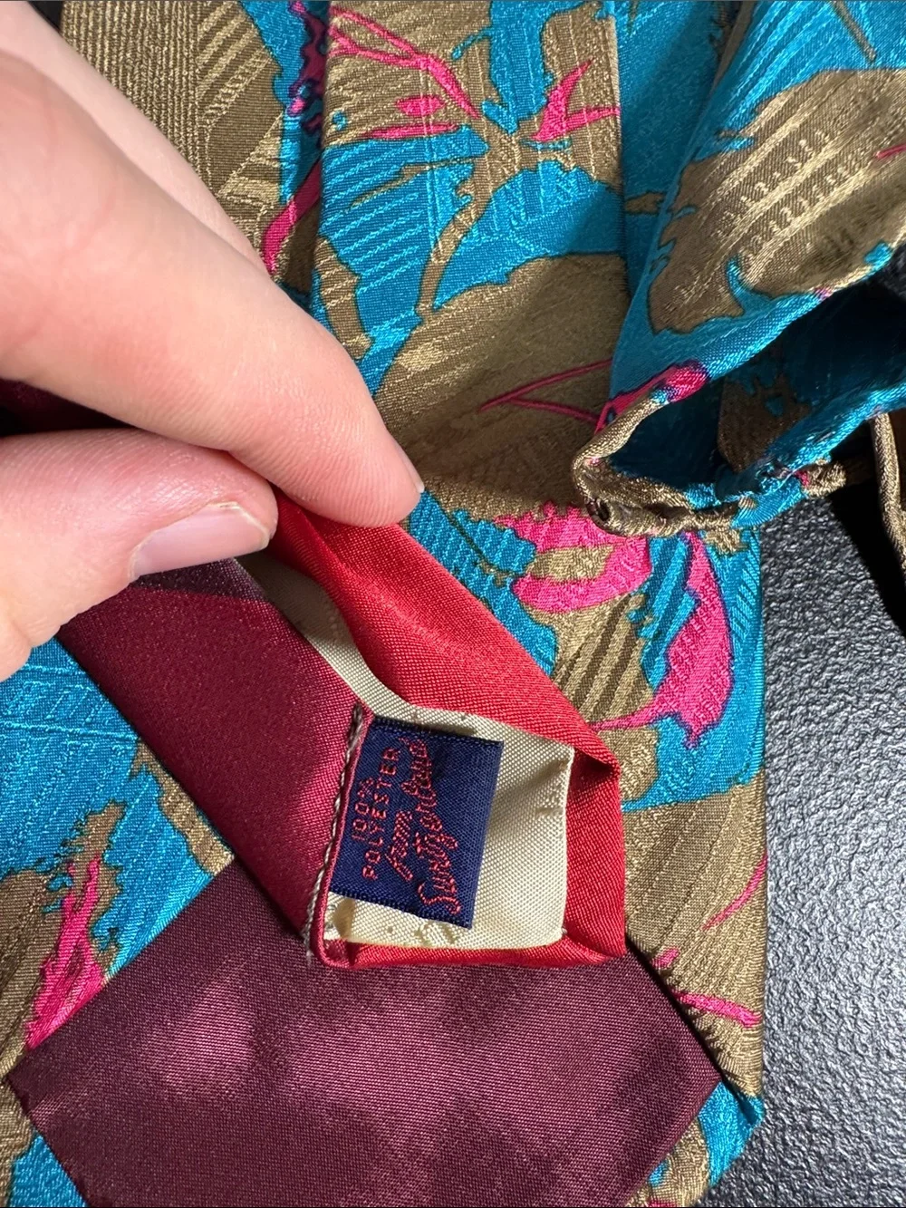 Mens red blue vintage silk pocket square lot bundle 2 neck ties